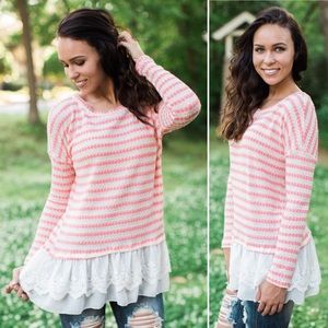 Stripes & Lace Sweater